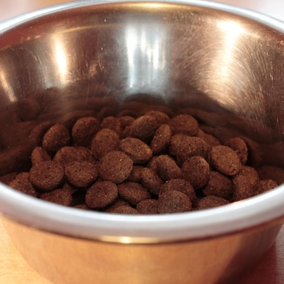 puppy flips over food bowl