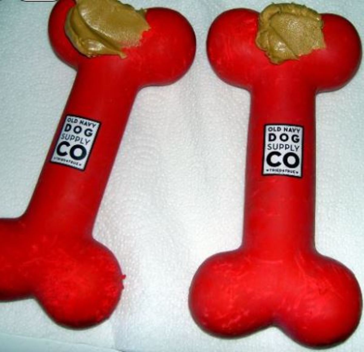Canine BOGO deal,  how about two toys with peanut butter in exhange for one!