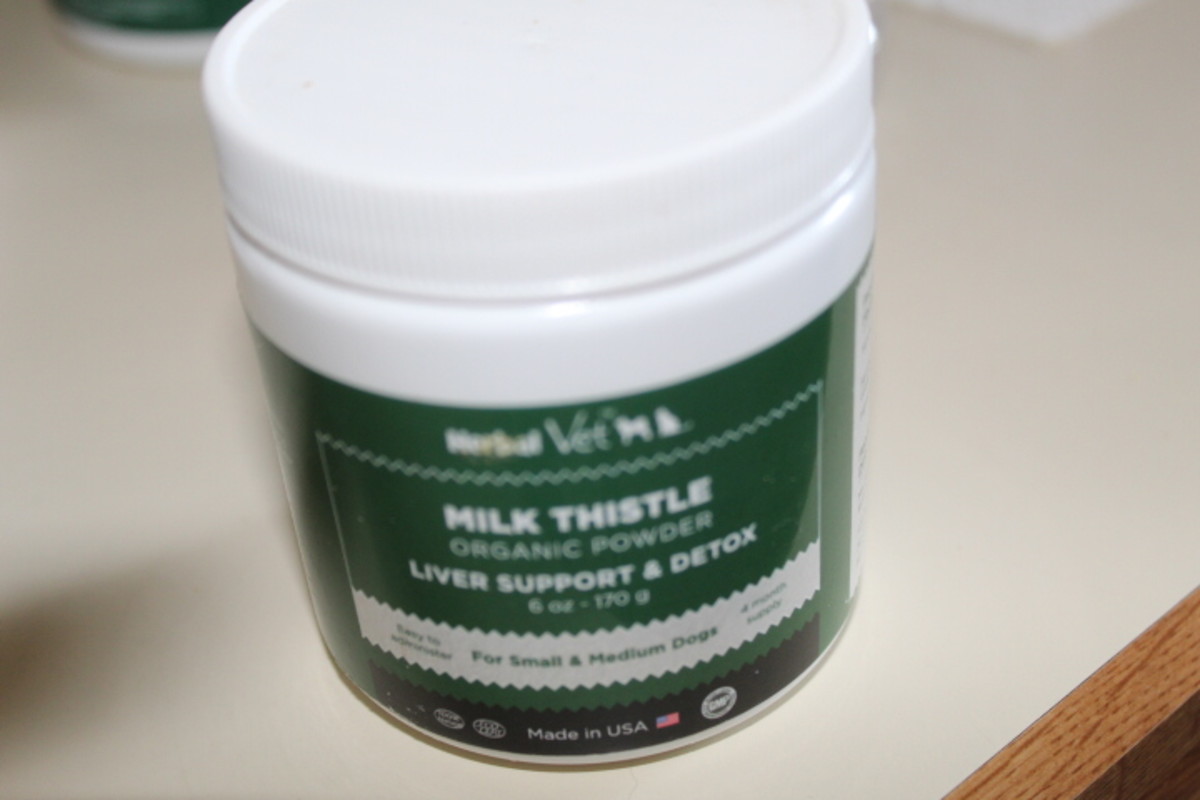 A product featuring organic milk thistle for dogs with liver problems